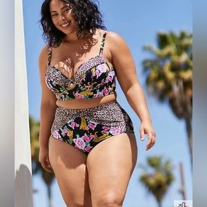 Torrid Cheetah Floral swim set